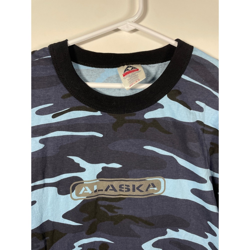 Alaska Blue Camo T Shirt Graphic Tee Novelty Print‎ Mens Size XL